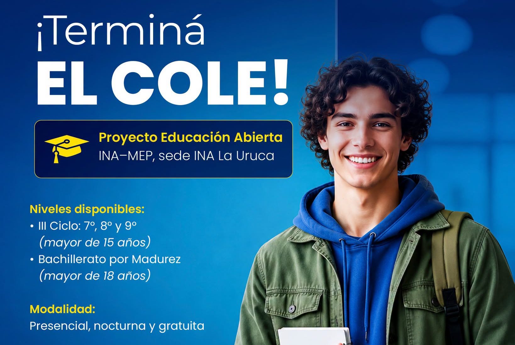 ¿Necesita terminar el colegio? INA y MEP abren opción gratuita para hacerlo